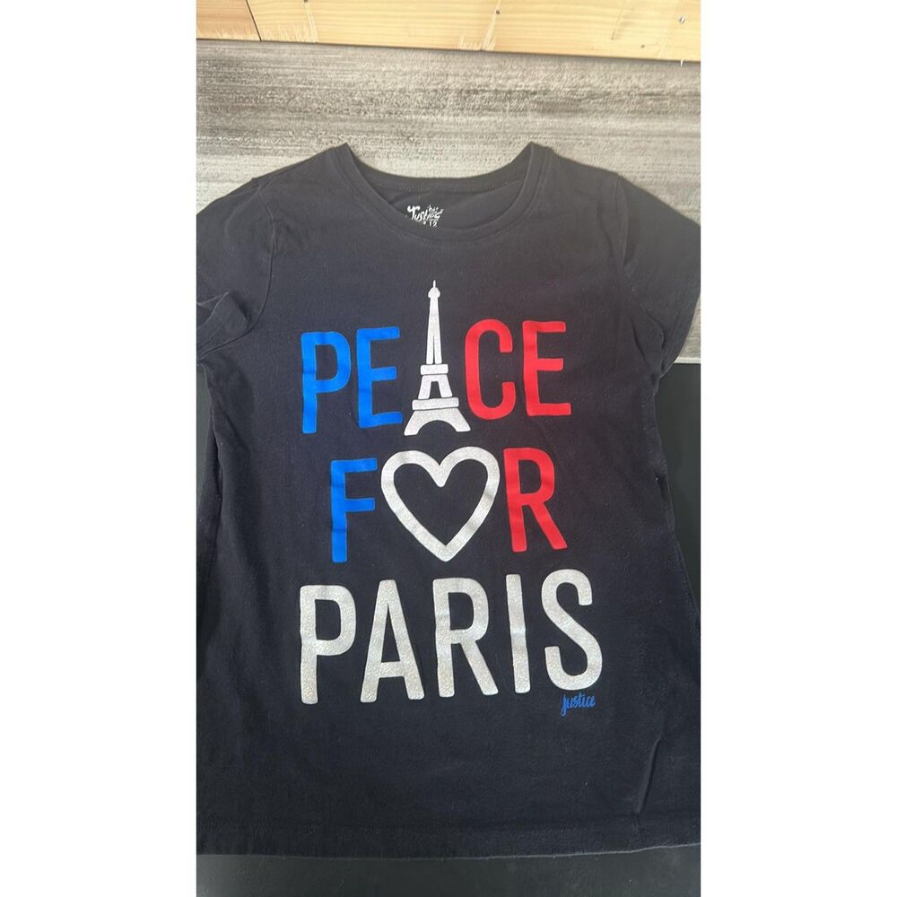 Girls Justice Top Size12 Peace for Paris
